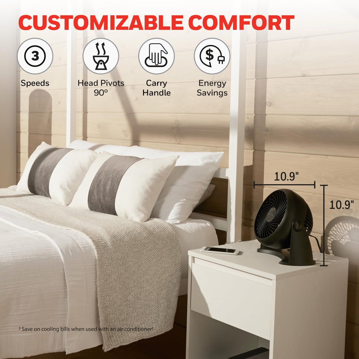 Black 3 Speed Tabletop Air Circulator Fan Y215
