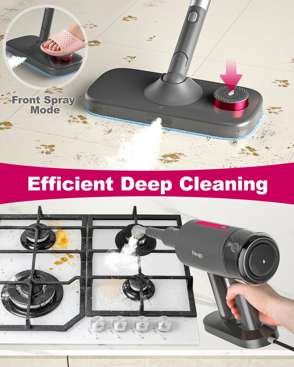 7in1 Handheld Steam Mop 1500W 23ft Cord W8496
