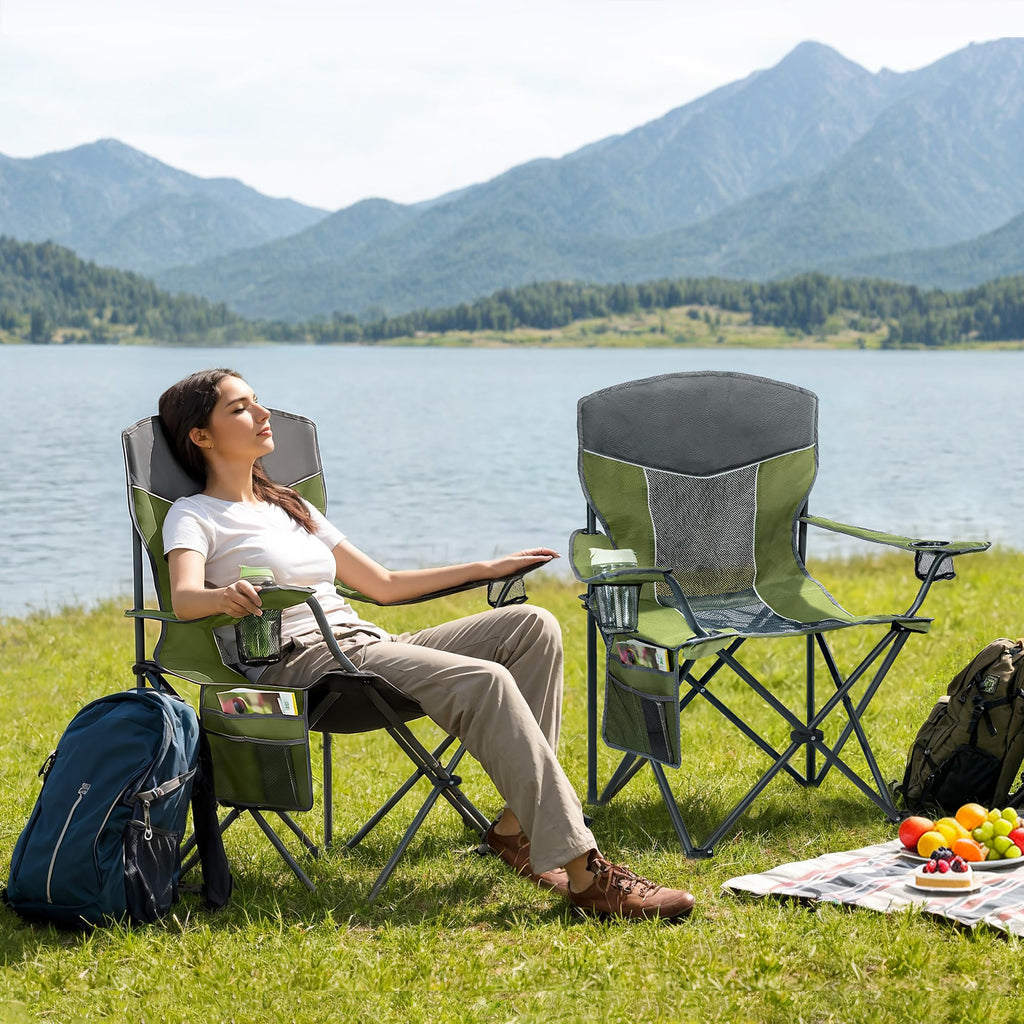 Oversized XL Camping Chair 2-Pack with Mesh Back, Green G5100