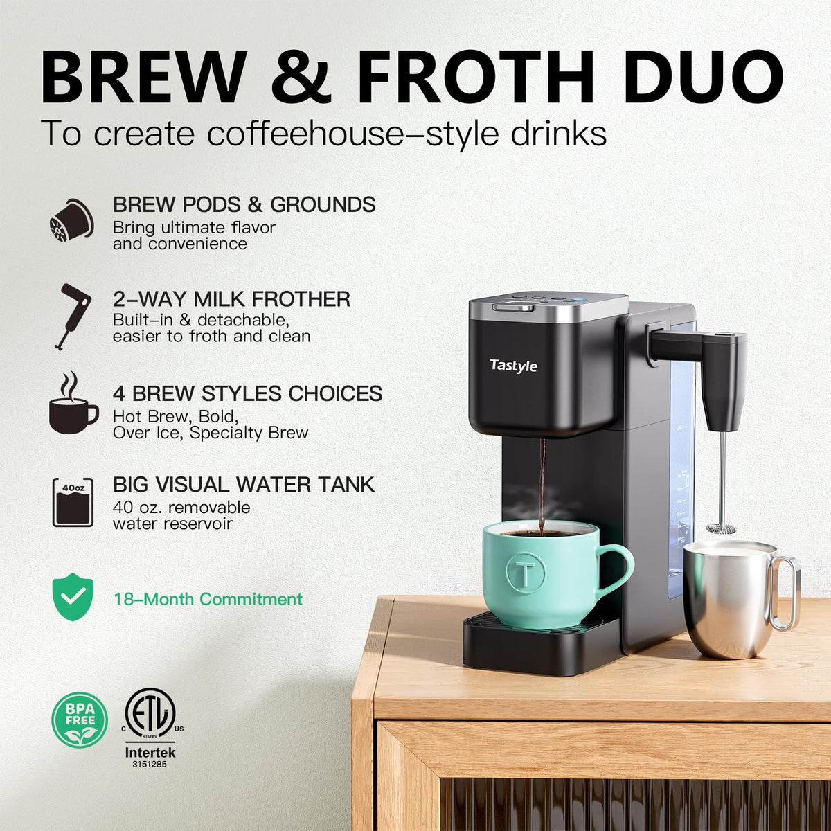 Single Serve Coffee Maker with Milk Frother F933