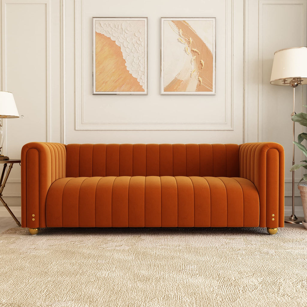 Velvet Sofa Set with Gold Metal Legs F3677