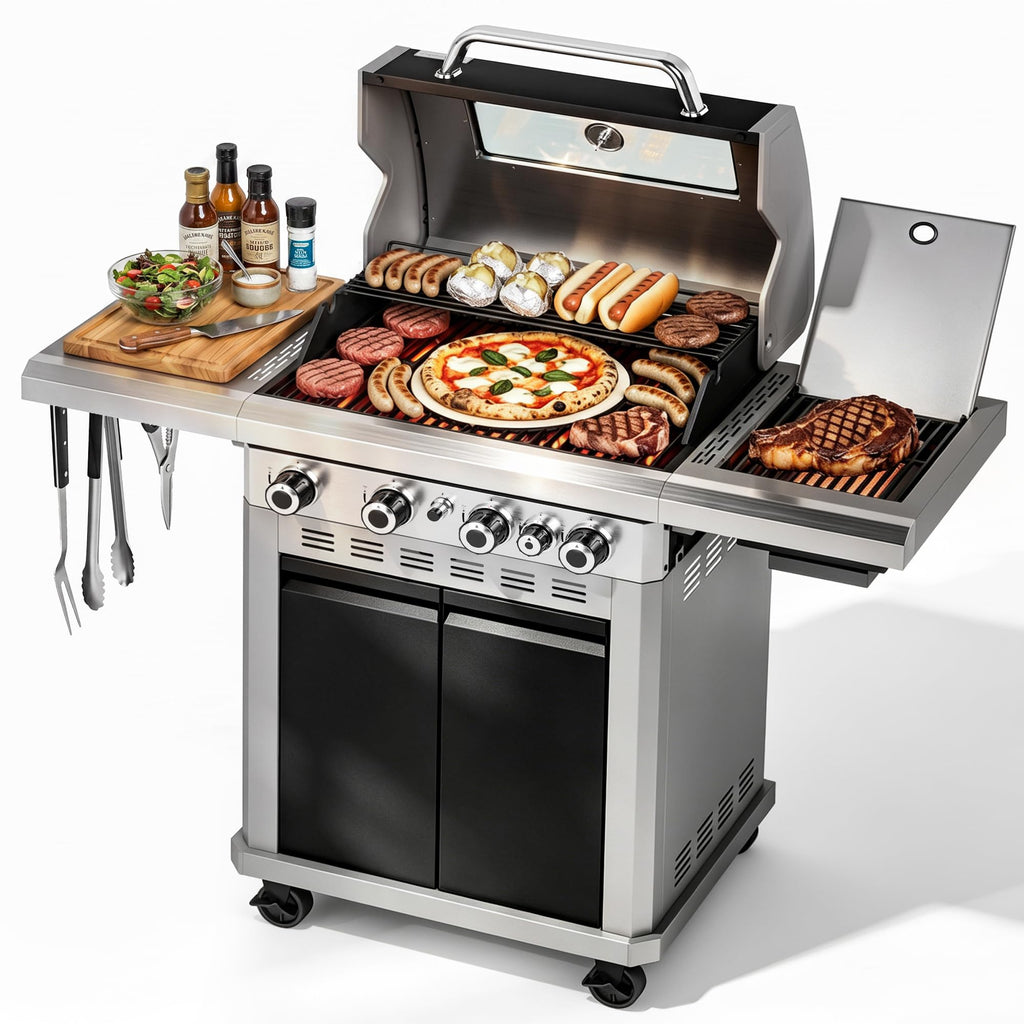 4 Burner Gas Grill with Infrared Side Burner K797696