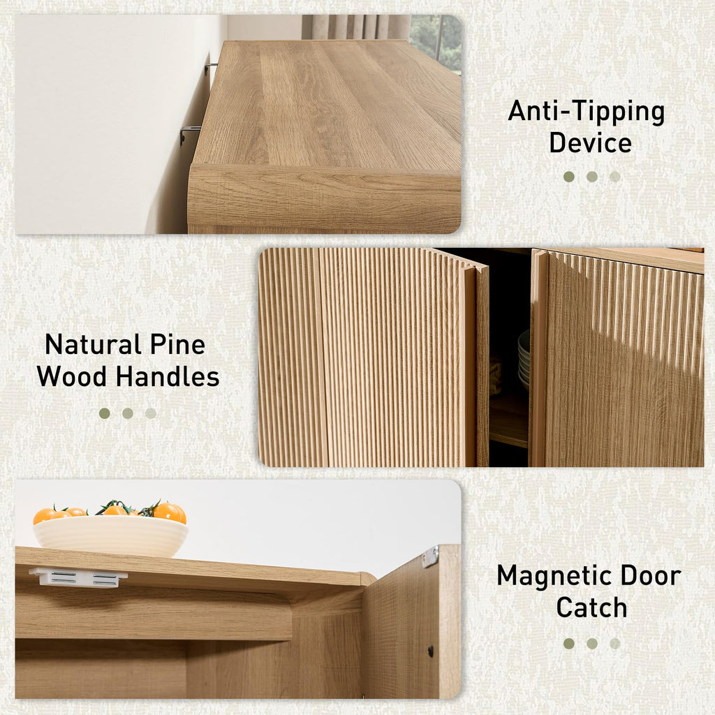 63" Modern Fluted TV Stand with Storage Y7585