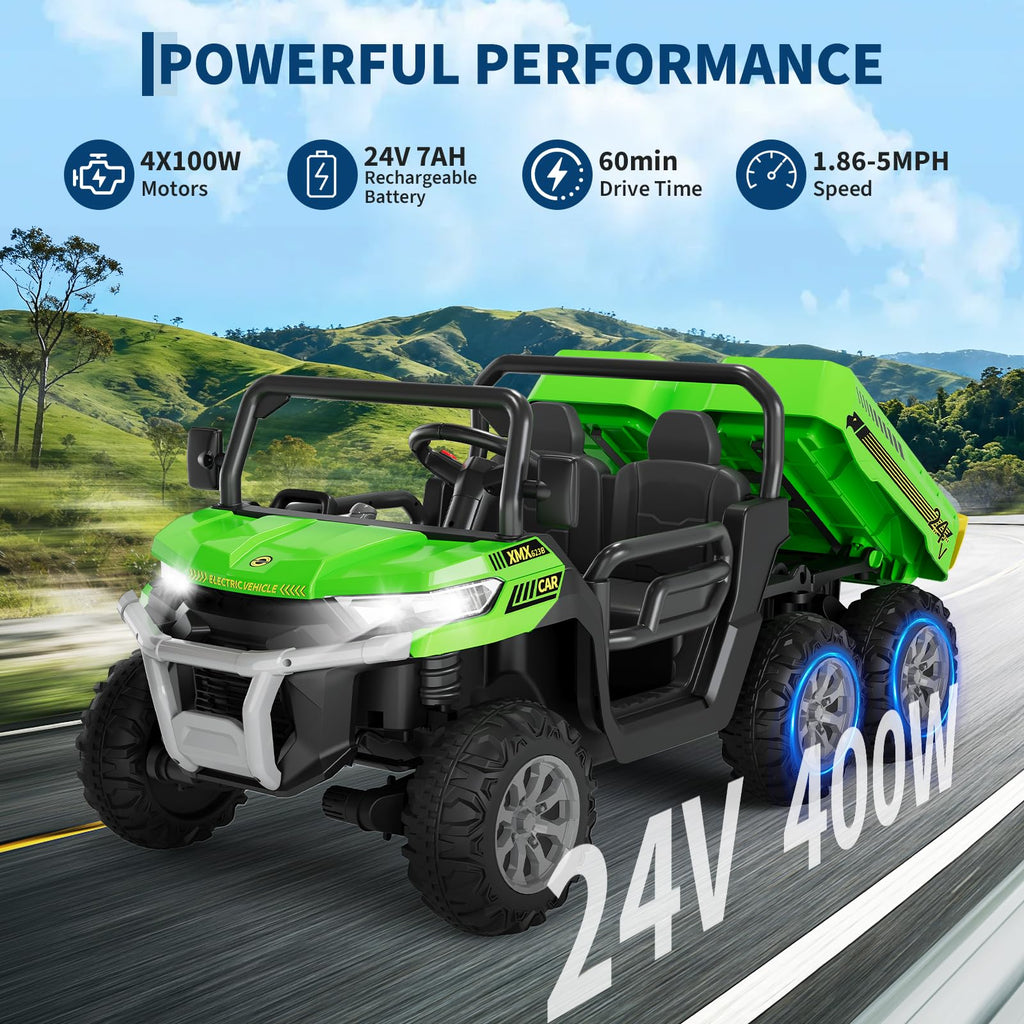 24V 2-Seater 6-Wheel Ride On Dump Truck with Remote Control A331