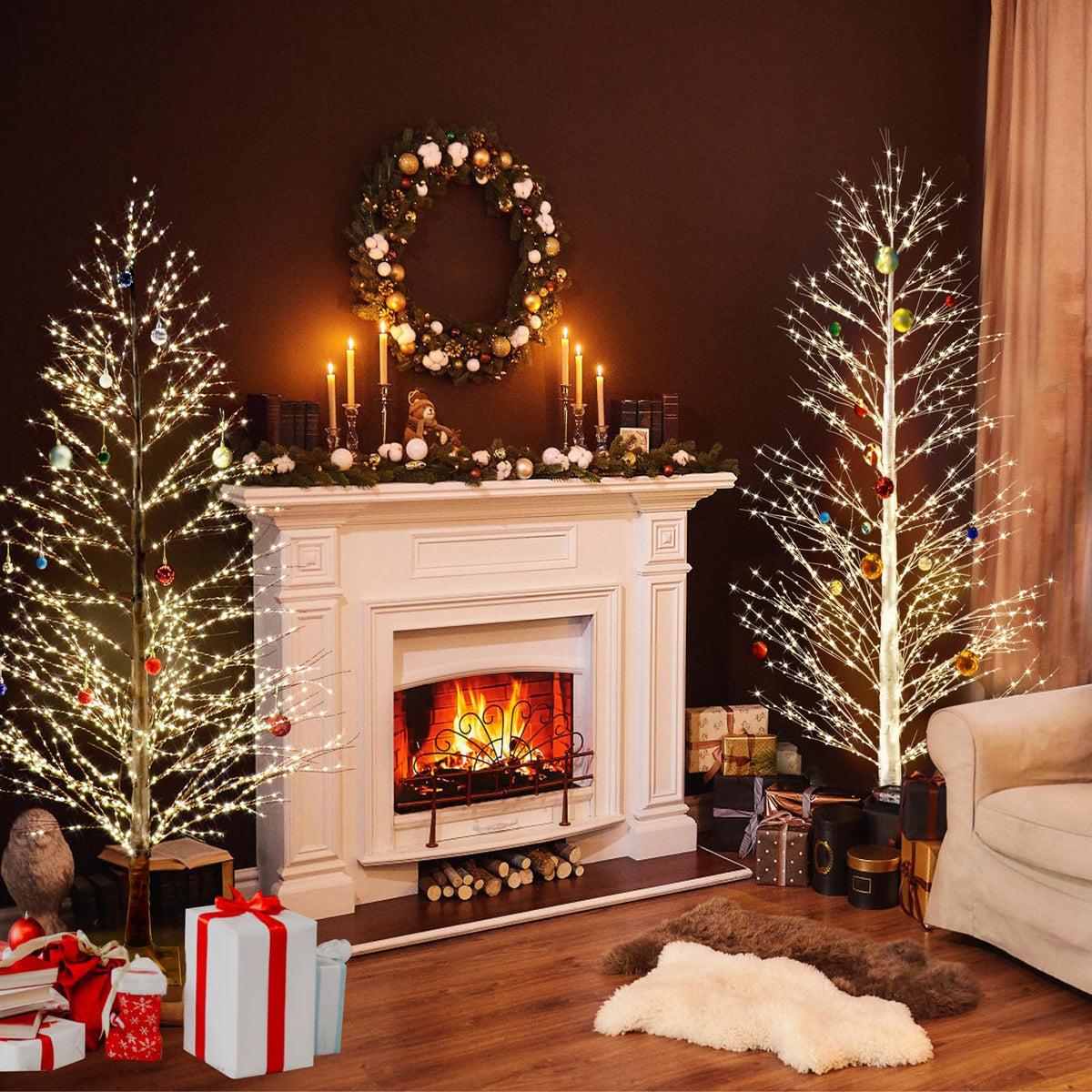 6FT Lighted Birch Tree with 1300 LED Lights T3468
