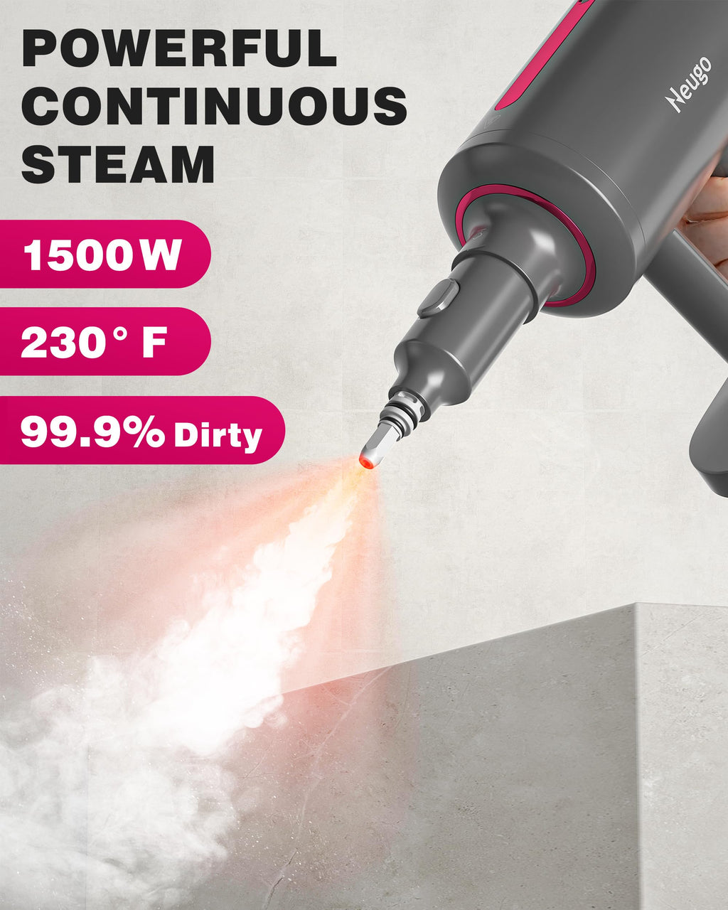 7in1 Handheld Steam Mop 1500W 23ft Cord W8496