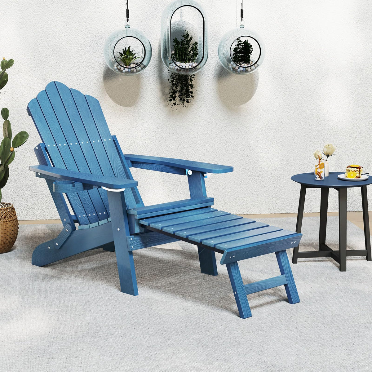 Folding Adirondack Chair with Adjustable Backrest and Ottoman S986785