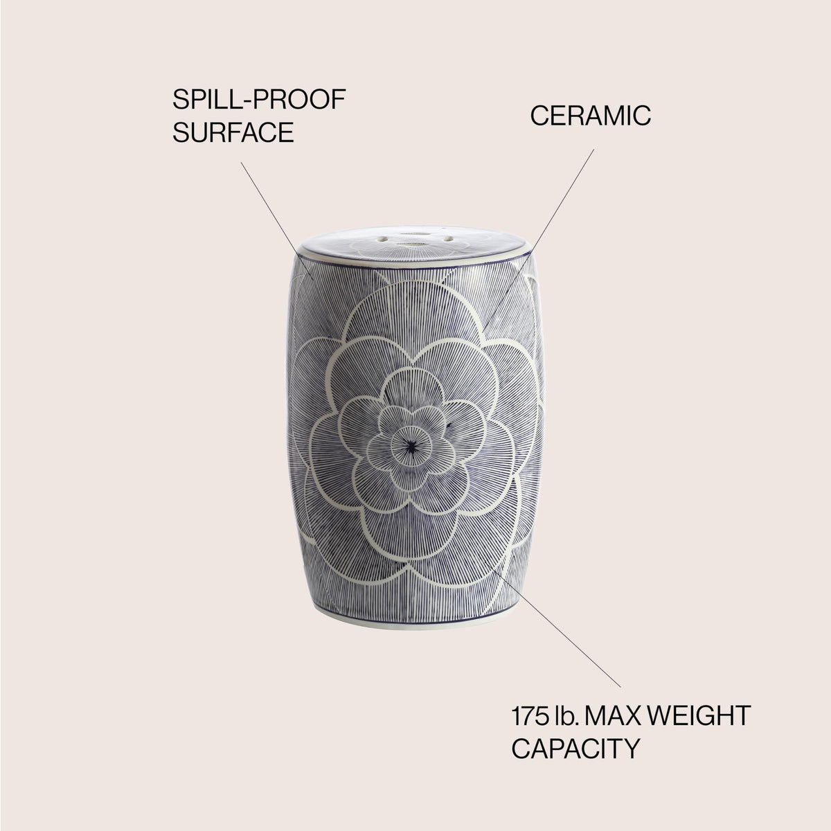 Ceramic Drum Garden Stool Side Table T778179