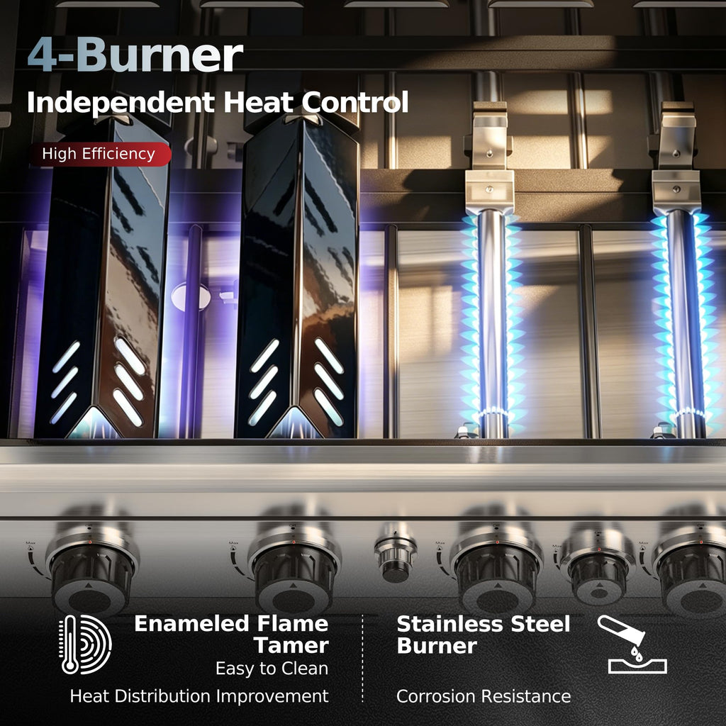 4 Burner Gas Grill with Infrared Side Burner K797696