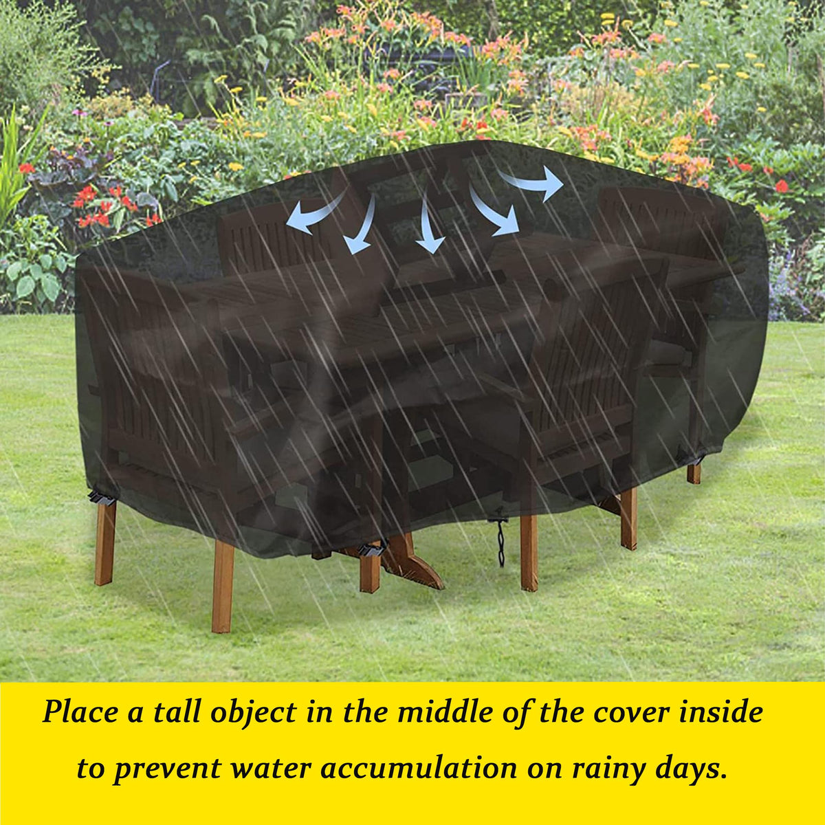 Black 420D Oxford Waterproof Patio Table Cover D84939