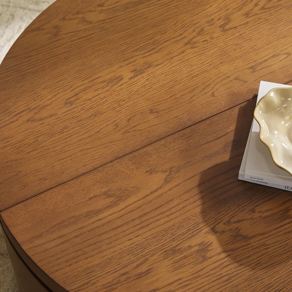Solid Oak Wood Veneer Coffee Table with Storage, 36 Inch, Medium Brown Oak G341636