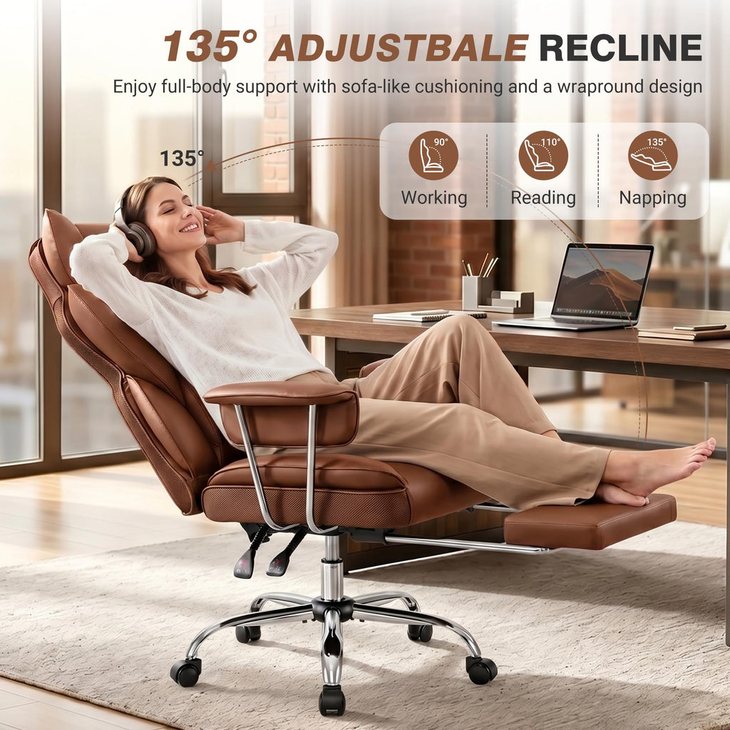 Big and Tall Leather Office Chair with Footrest T788