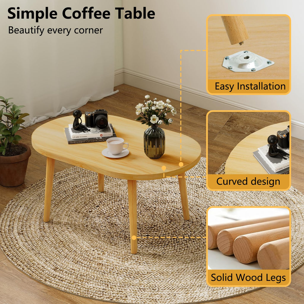 Oval Coffee Table Natural 19.7"D x 31.5"W x 16"H I54014