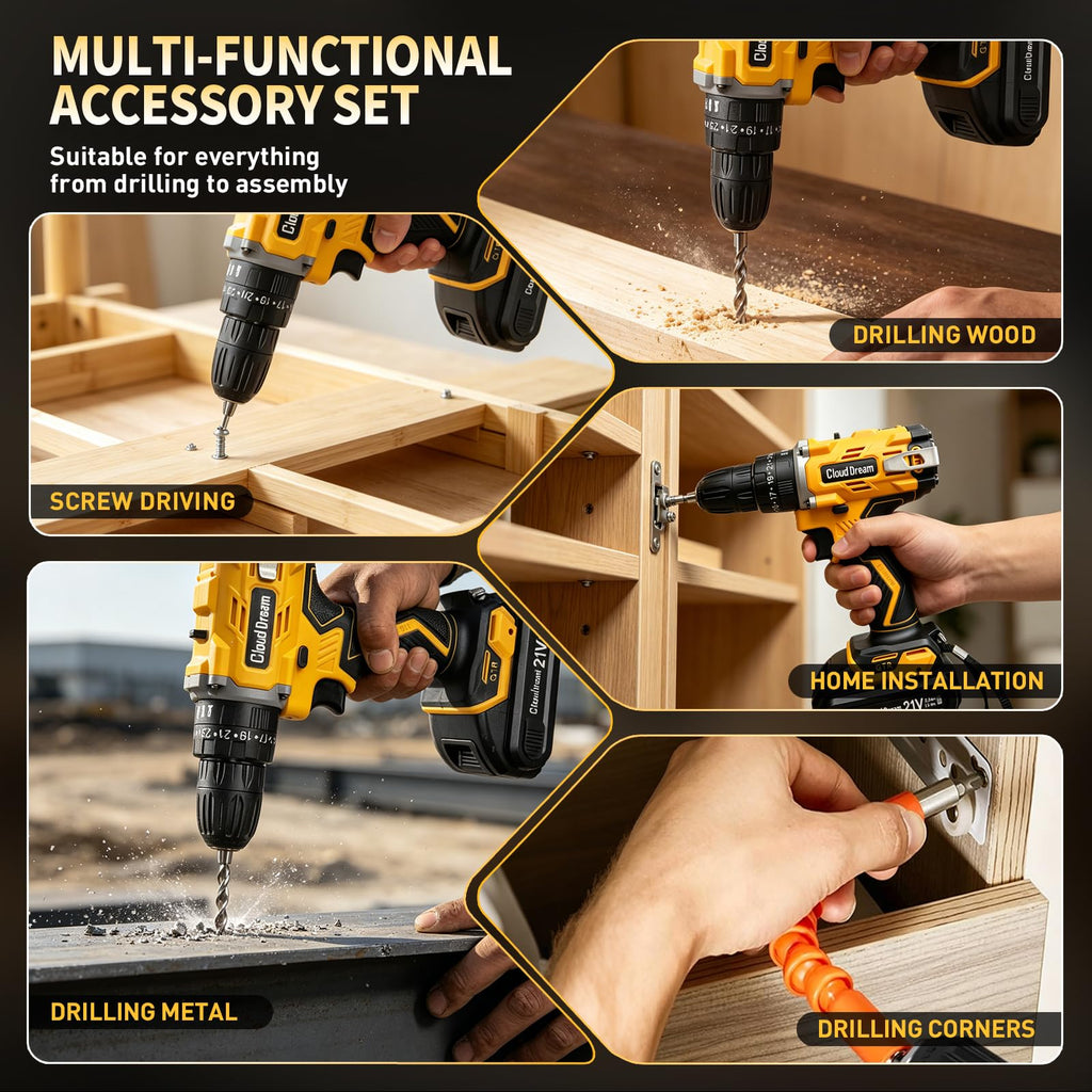 21V Cordless Drill Set with 2 Batteries and Charger D524347