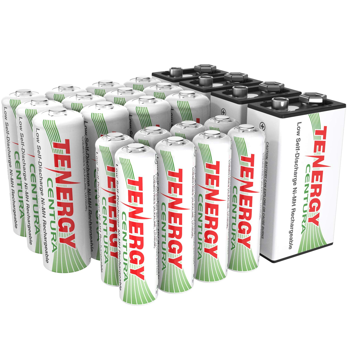 Rechargeable Battery Combo, 12 AA, 8 AAA and 4 9V Set E3921