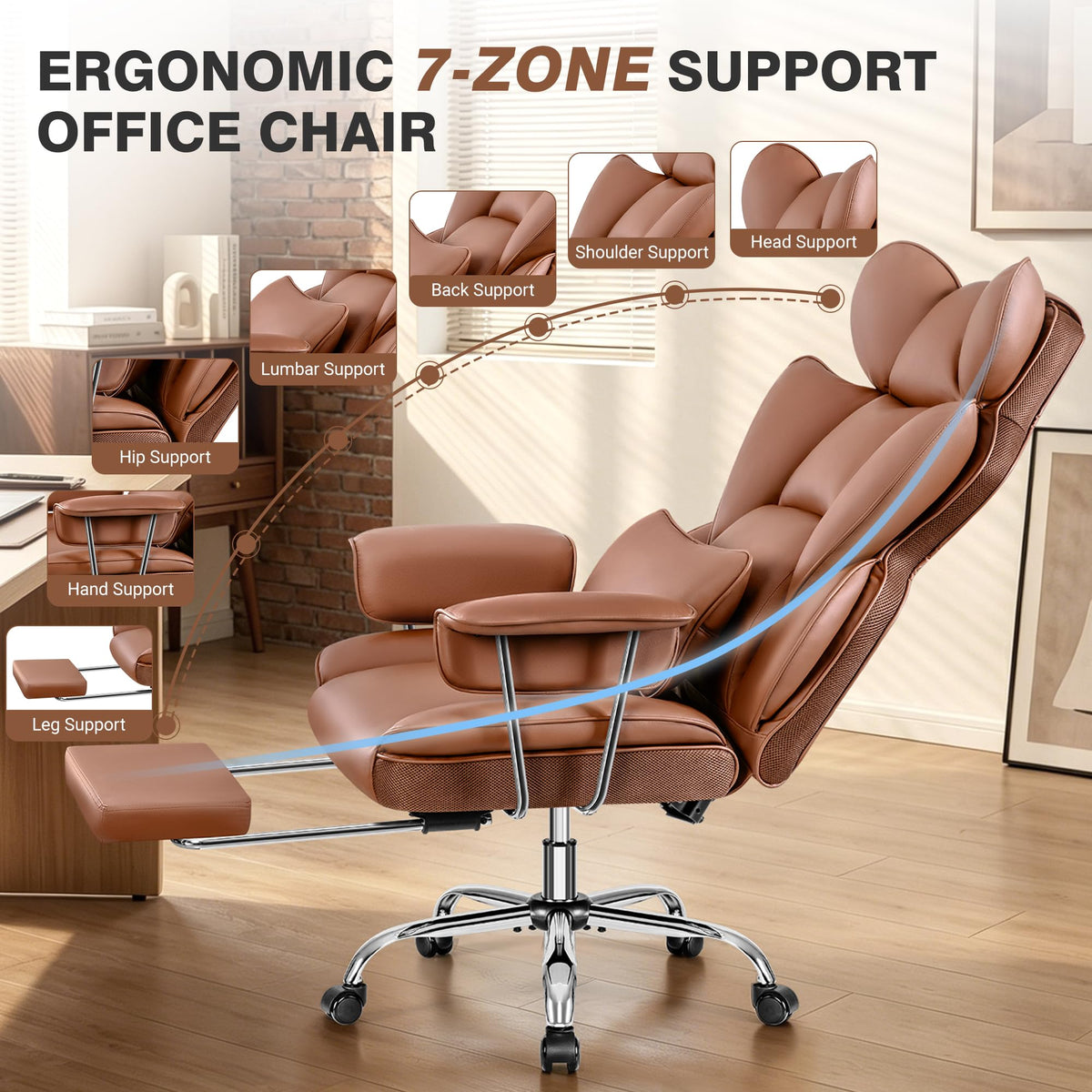 Big and Tall Leather Office Chair with Footrest T788