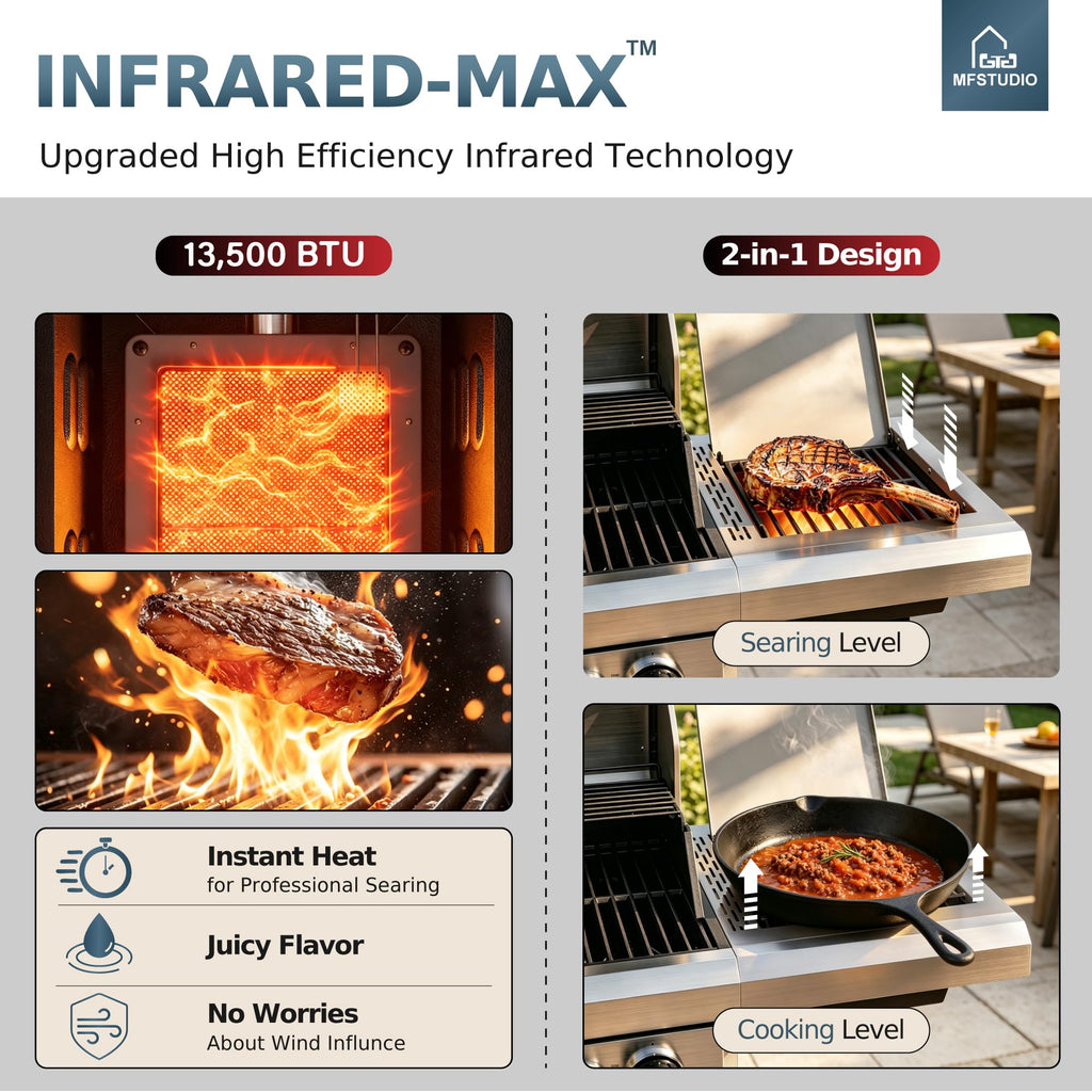 4 Burner Gas Grill with Infrared Side Burner K797696