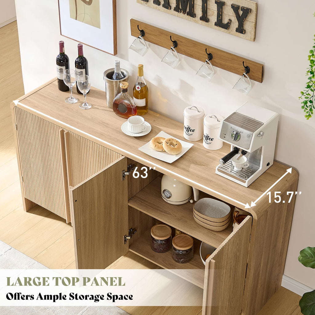 63" Modern Fluted TV Stand with Storage Y7585