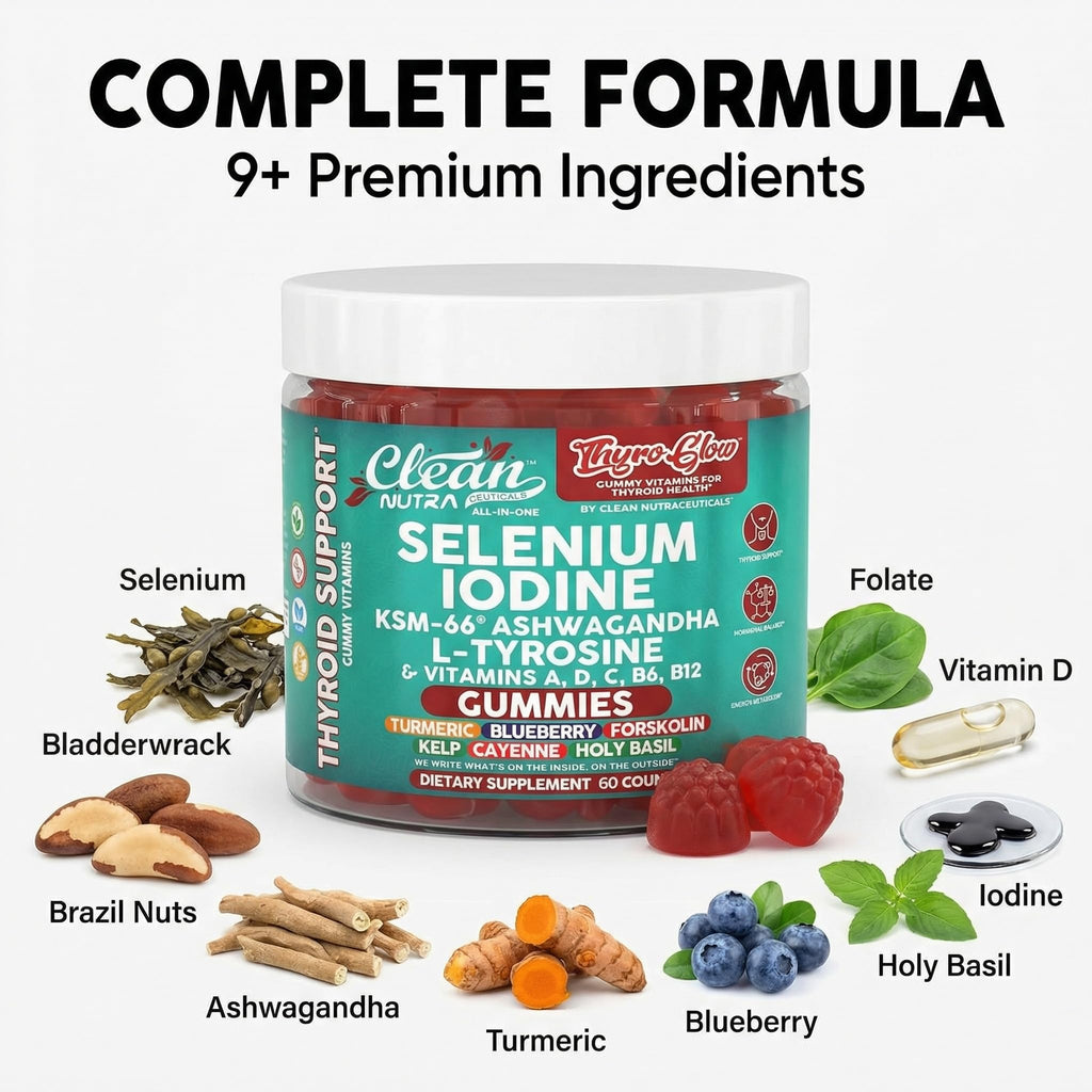 Thyroid Support Gummies Selenium Iodine Ashwagandha Turmeric Blueberry R46468