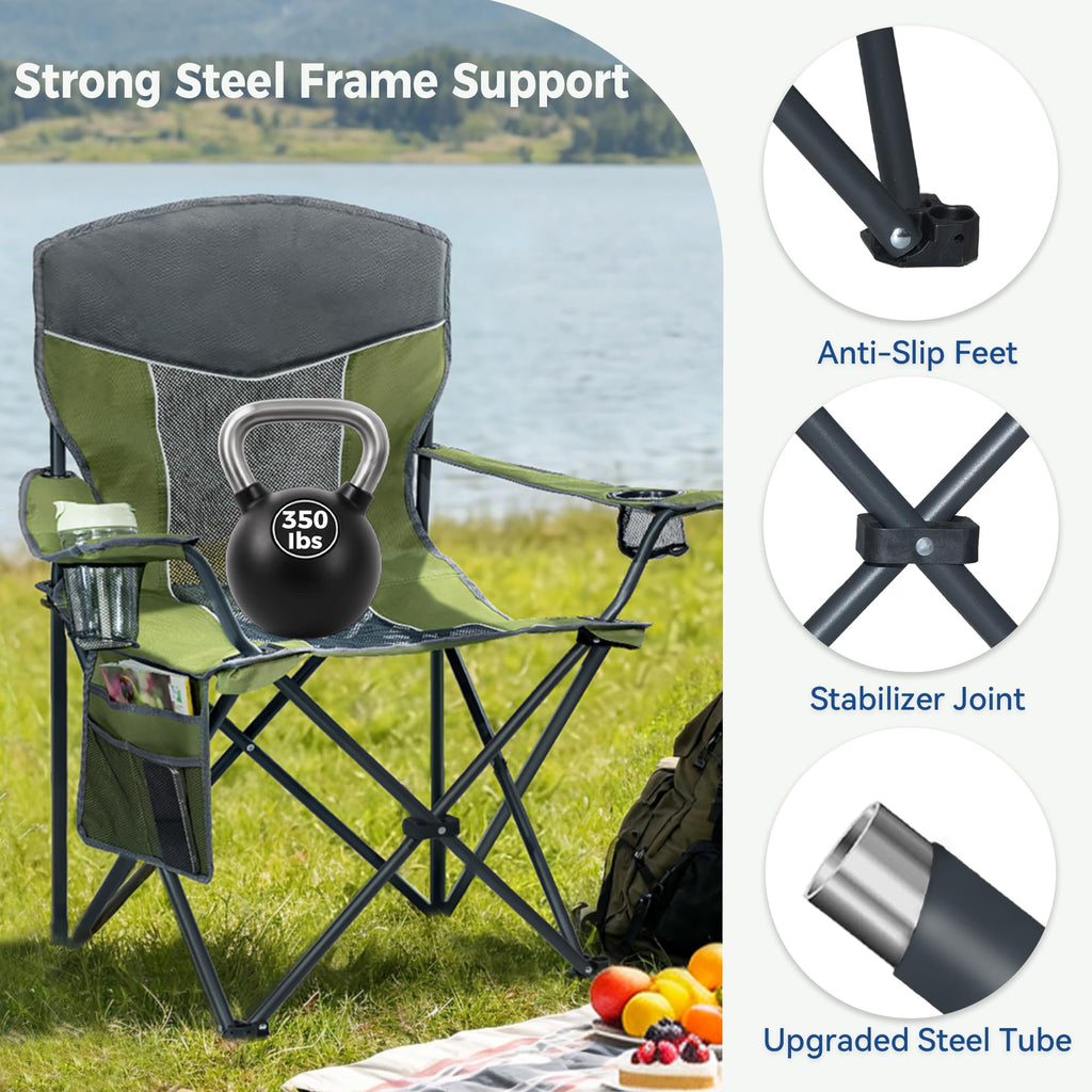 Oversized XL Camping Chair 2-Pack with Mesh Back, Green G5100