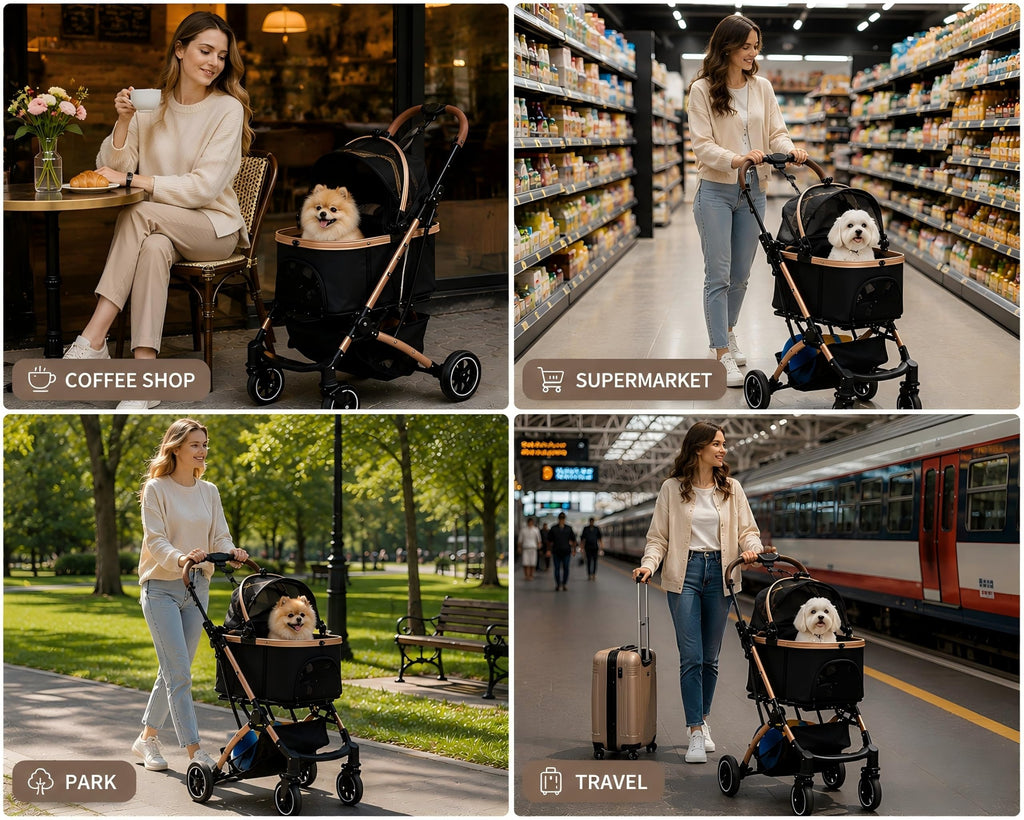 Black 3-in-1 Pet Stroller with Removable Carrier D807738