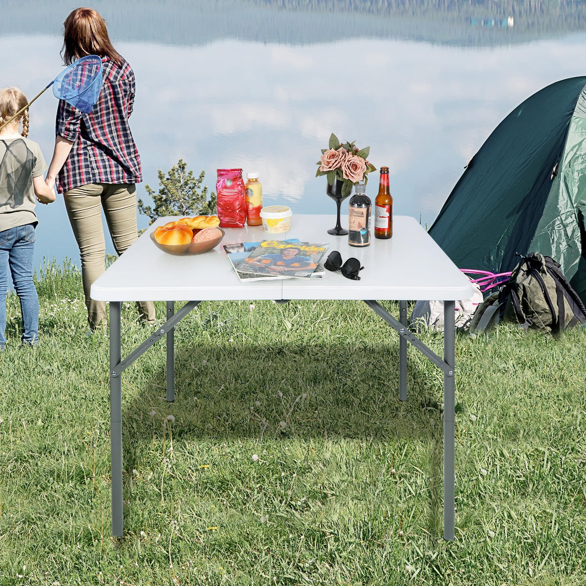 White Square Folding Card Table V484237
