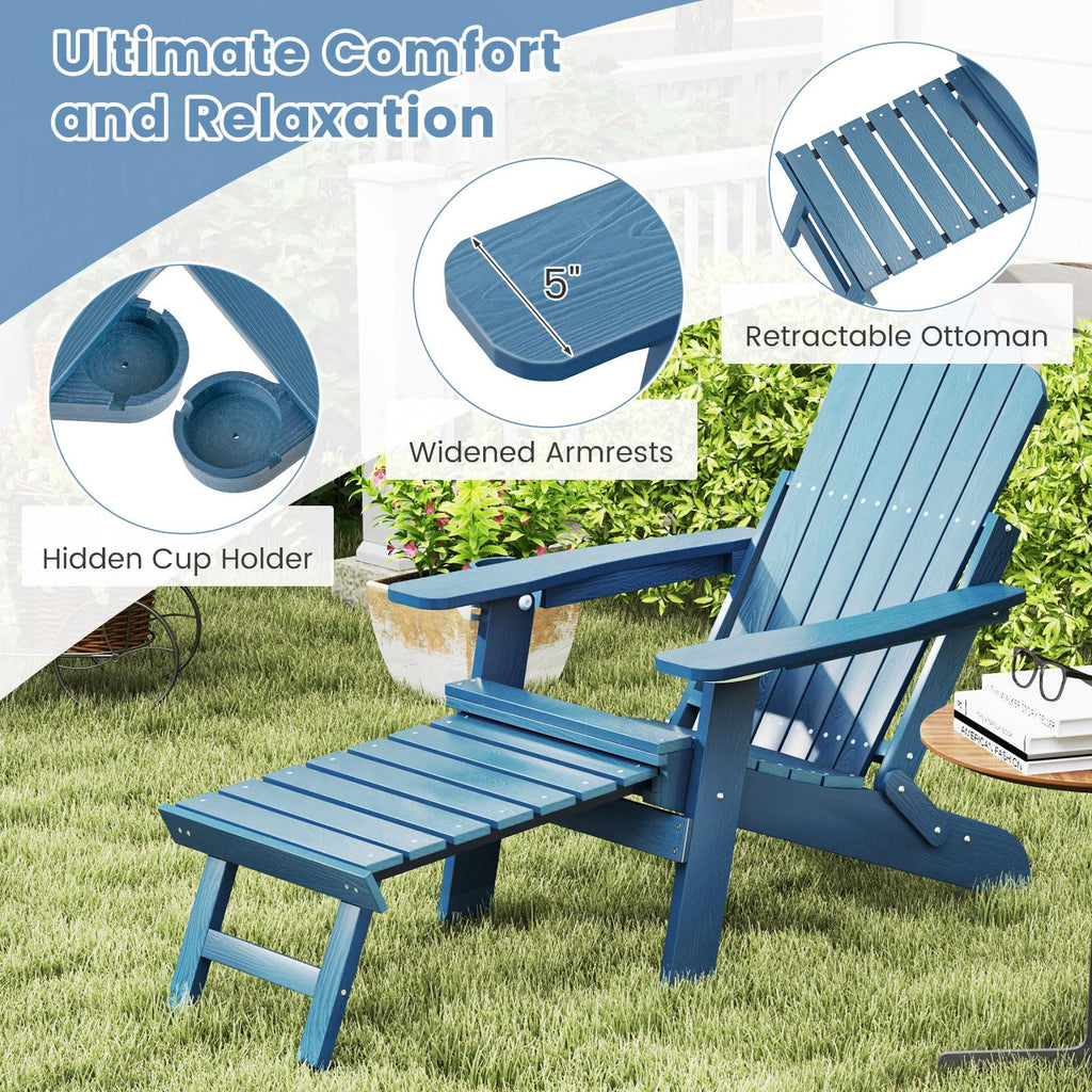 Folding Adirondack Chair with Adjustable Backrest and Ottoman S986785