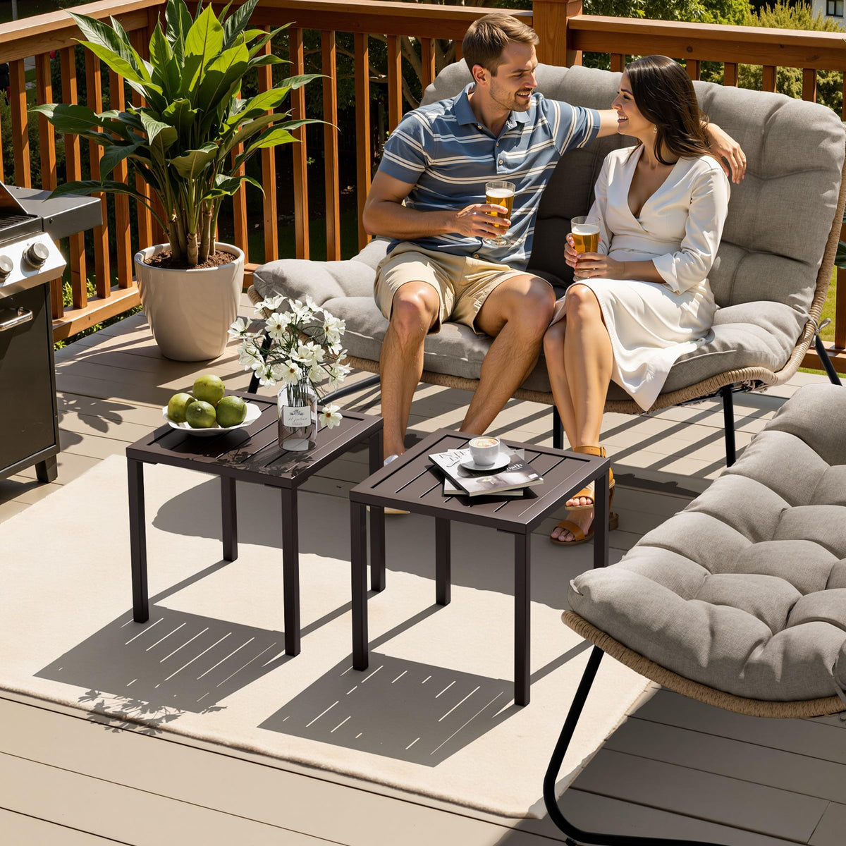 Aluminum Outdoor Side Table Set of 2 F4817