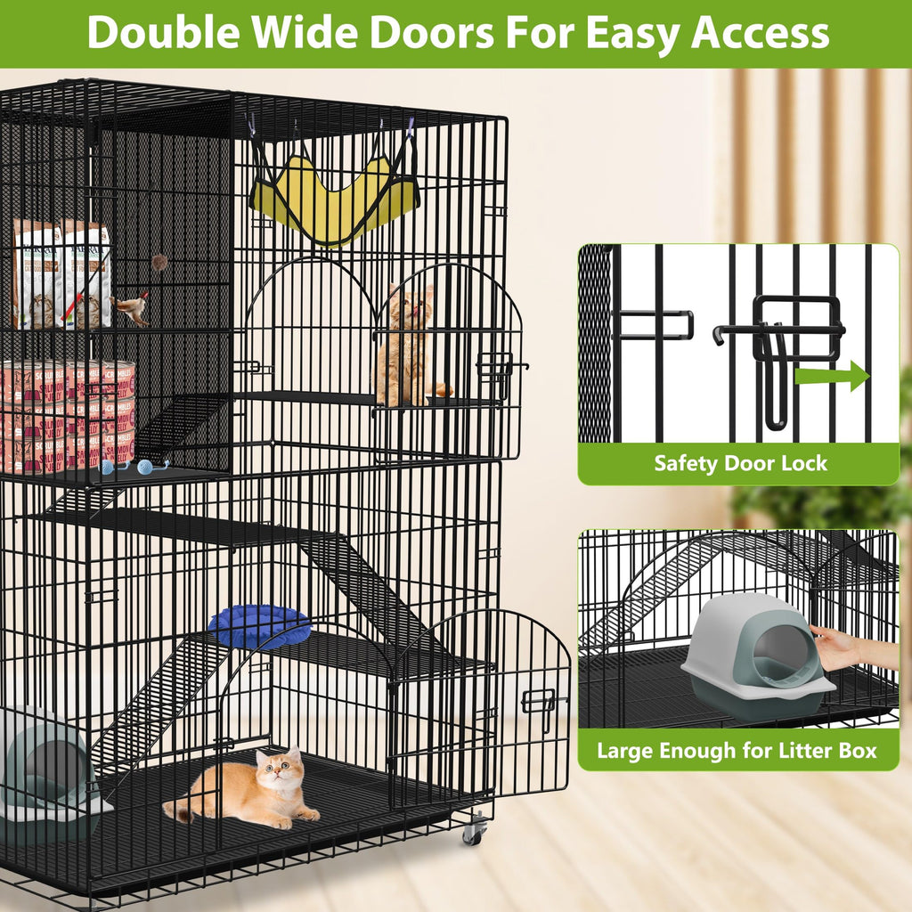 Extra Large 4-Tier Indoor Cat Cage with Wheels P257557