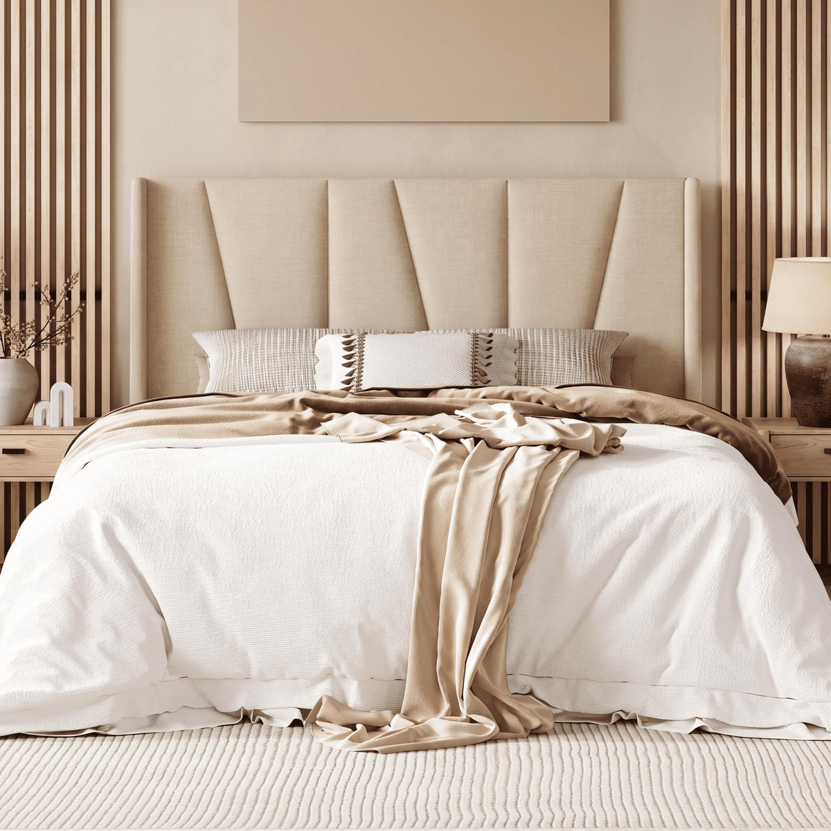 Queen Size Linen Bed Frame with Headboard Y127