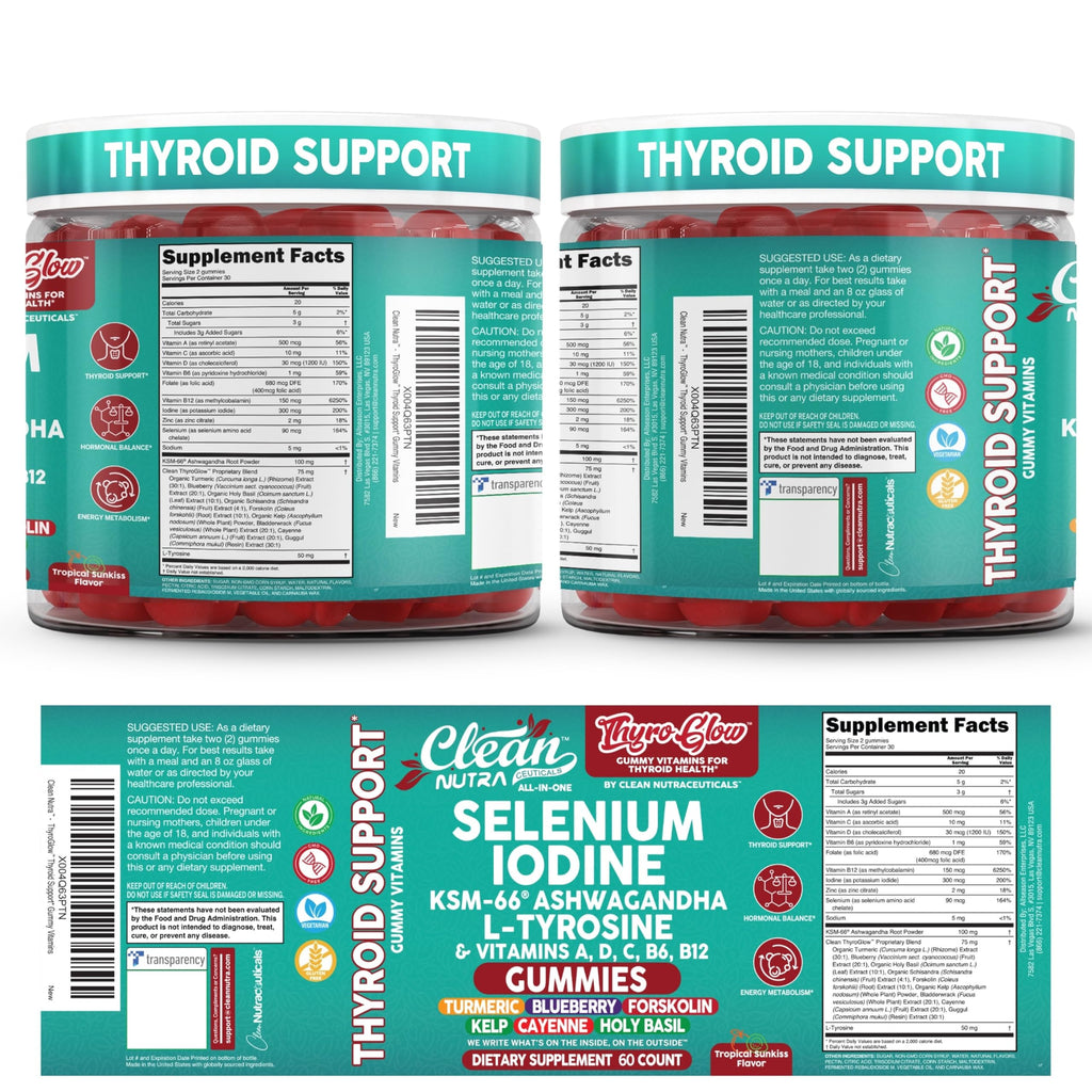 Thyroid Support Gummies Selenium Iodine Ashwagandha Turmeric Blueberry R46468