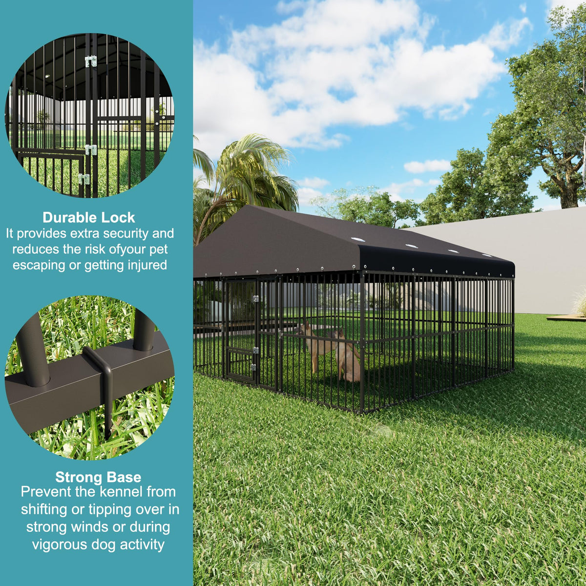 10x20x6.5 FT Heavy Duty Outdoor Dog Kennel with Roof L85030