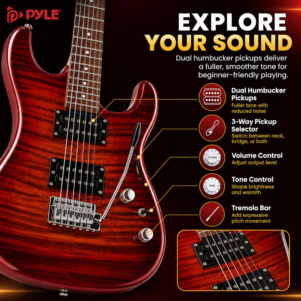 Red Full Size Electric Guitar Kit with Amp H89919