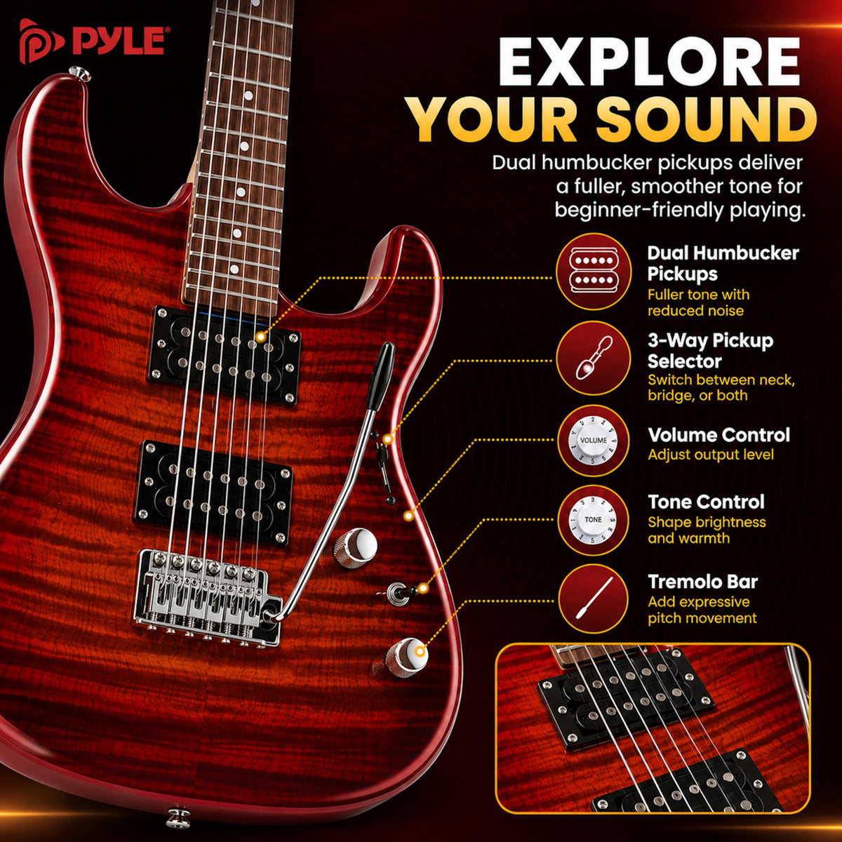 Red Full Size Electric Guitar Kit with Amp H89919