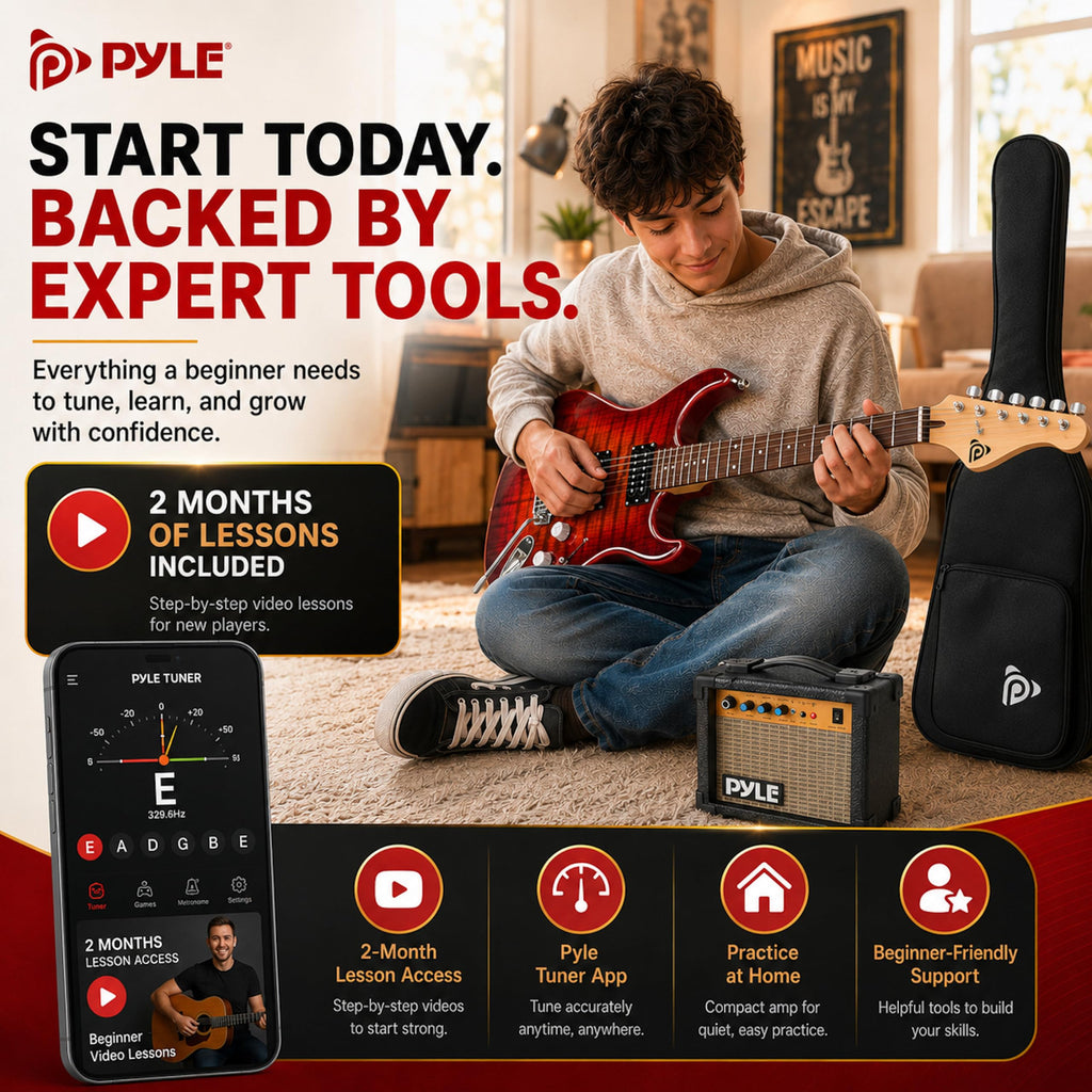 Red Full Size Electric Guitar Kit with Amp H89919