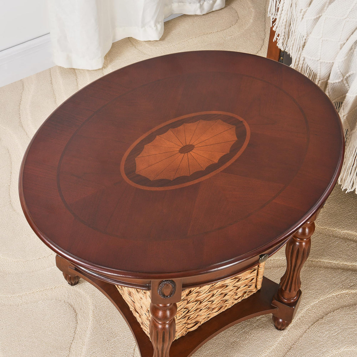 Solid Wood Oval End Table with Drawer H869