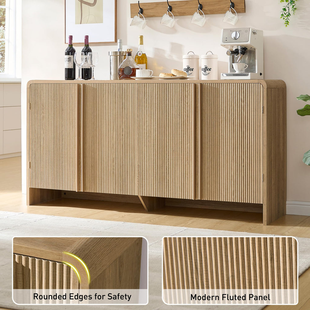 63" Modern Fluted TV Stand with Storage Y7585