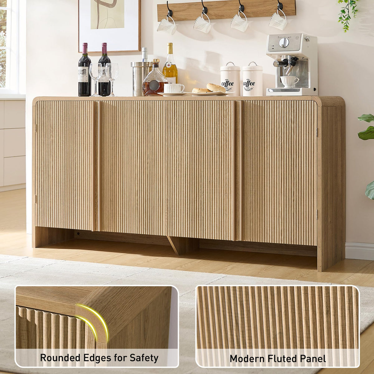 63" Modern Fluted TV Stand with Storage Y7585