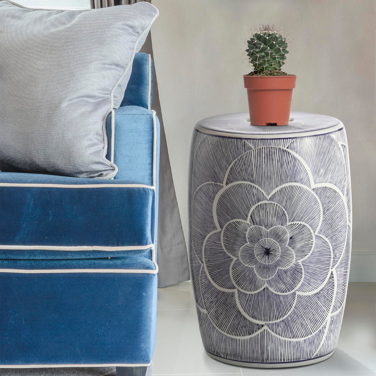 Ceramic Drum Garden Stool Side Table T778179