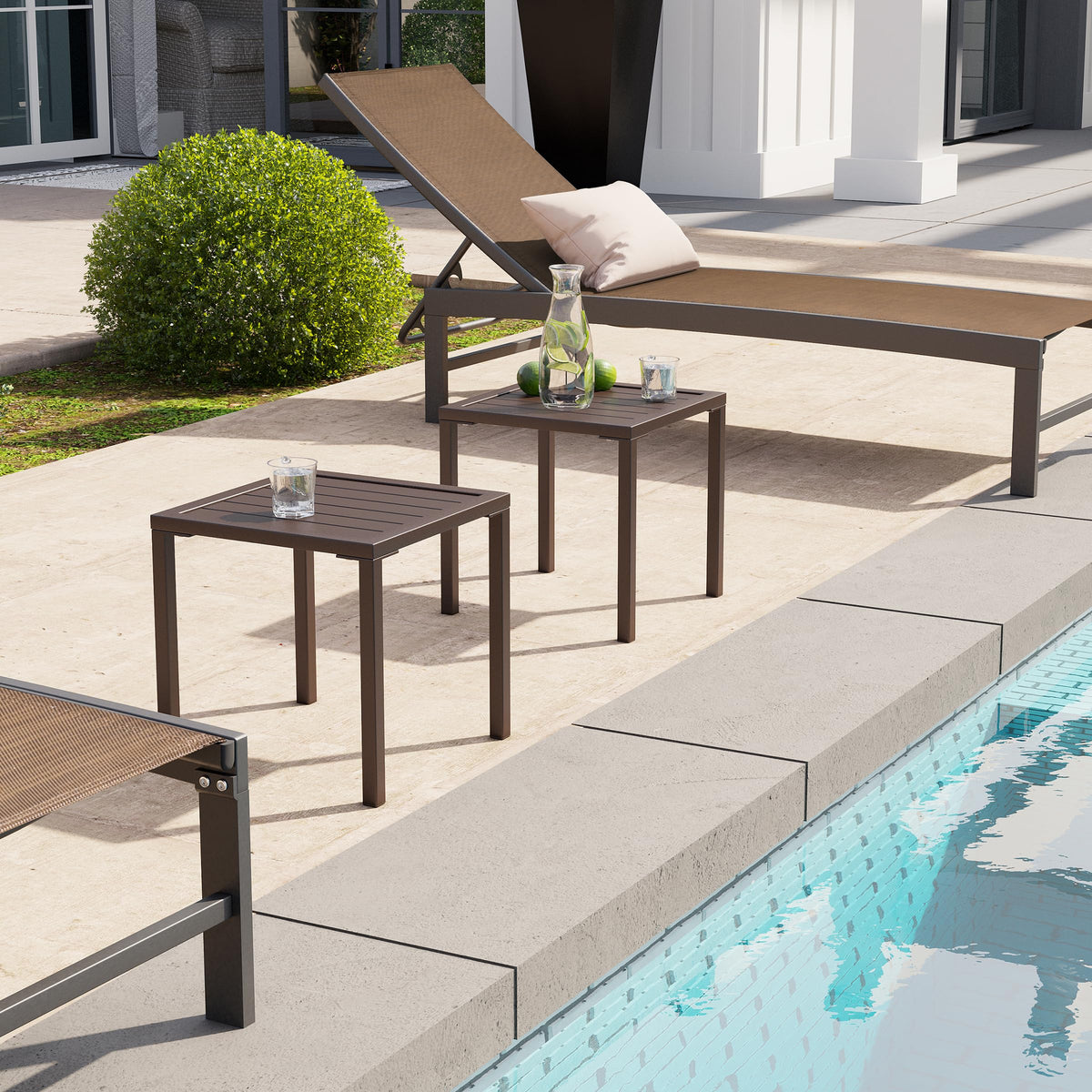 Aluminum Outdoor Side Table Set of 2 F4817