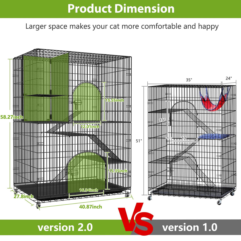 Extra Large 4-Tier Indoor Cat Cage with Wheels P257557