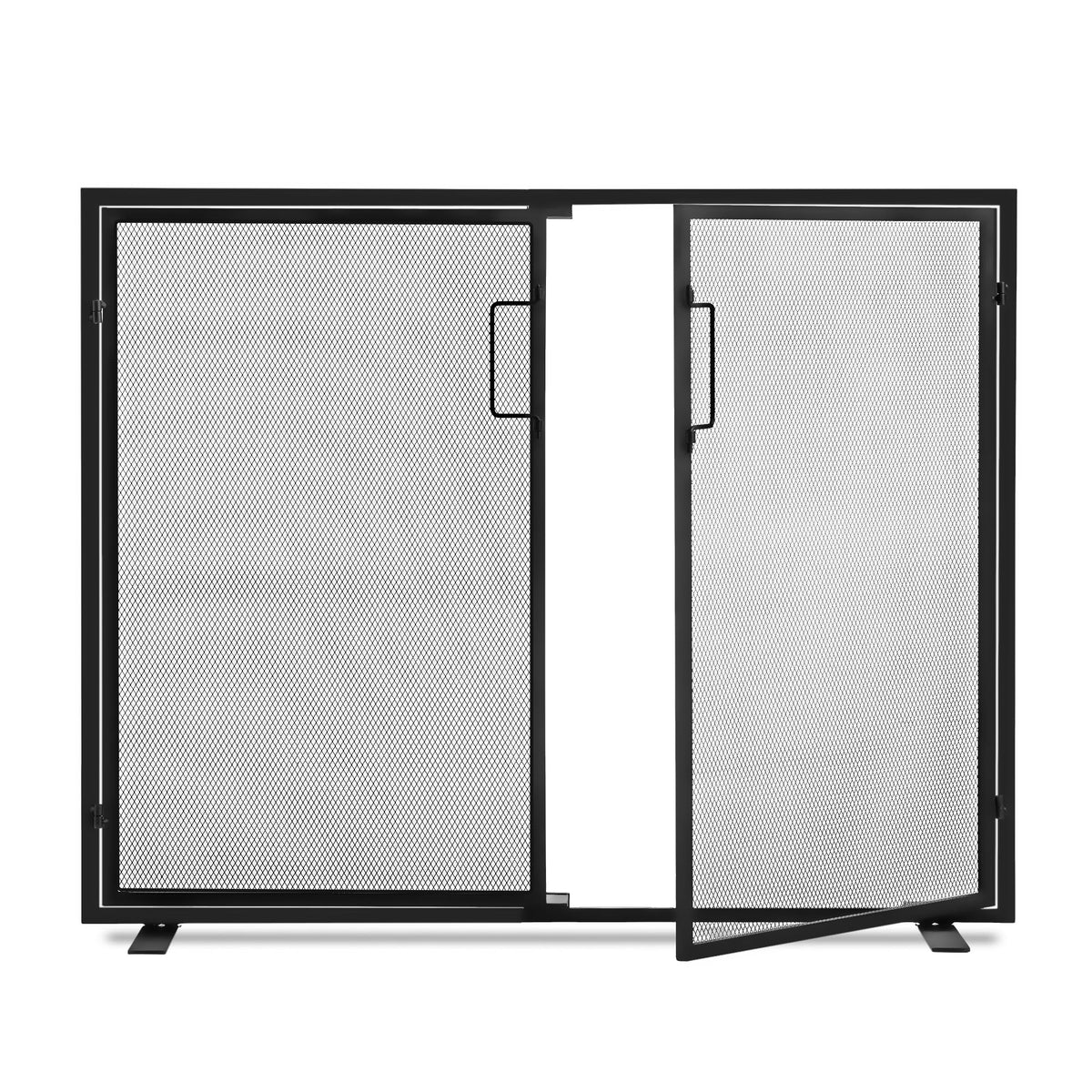 Black 2 Panel Fireplace Screen with Hinged Doors H36361