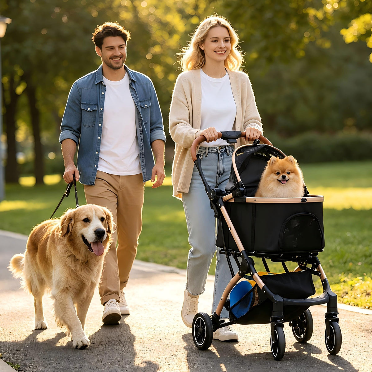 Black 3-in-1 Pet Stroller with Removable Carrier D807738