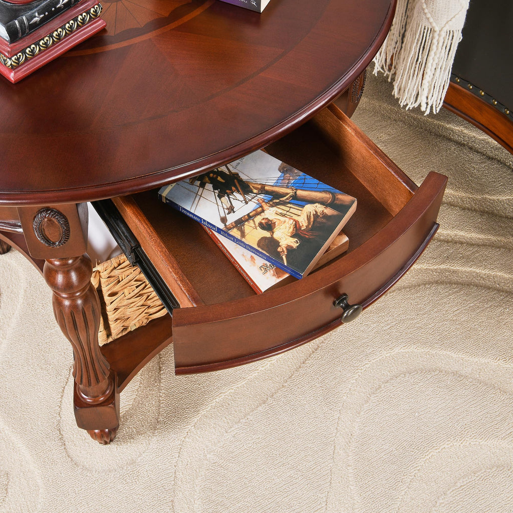 Solid Wood Oval End Table with Drawer H869