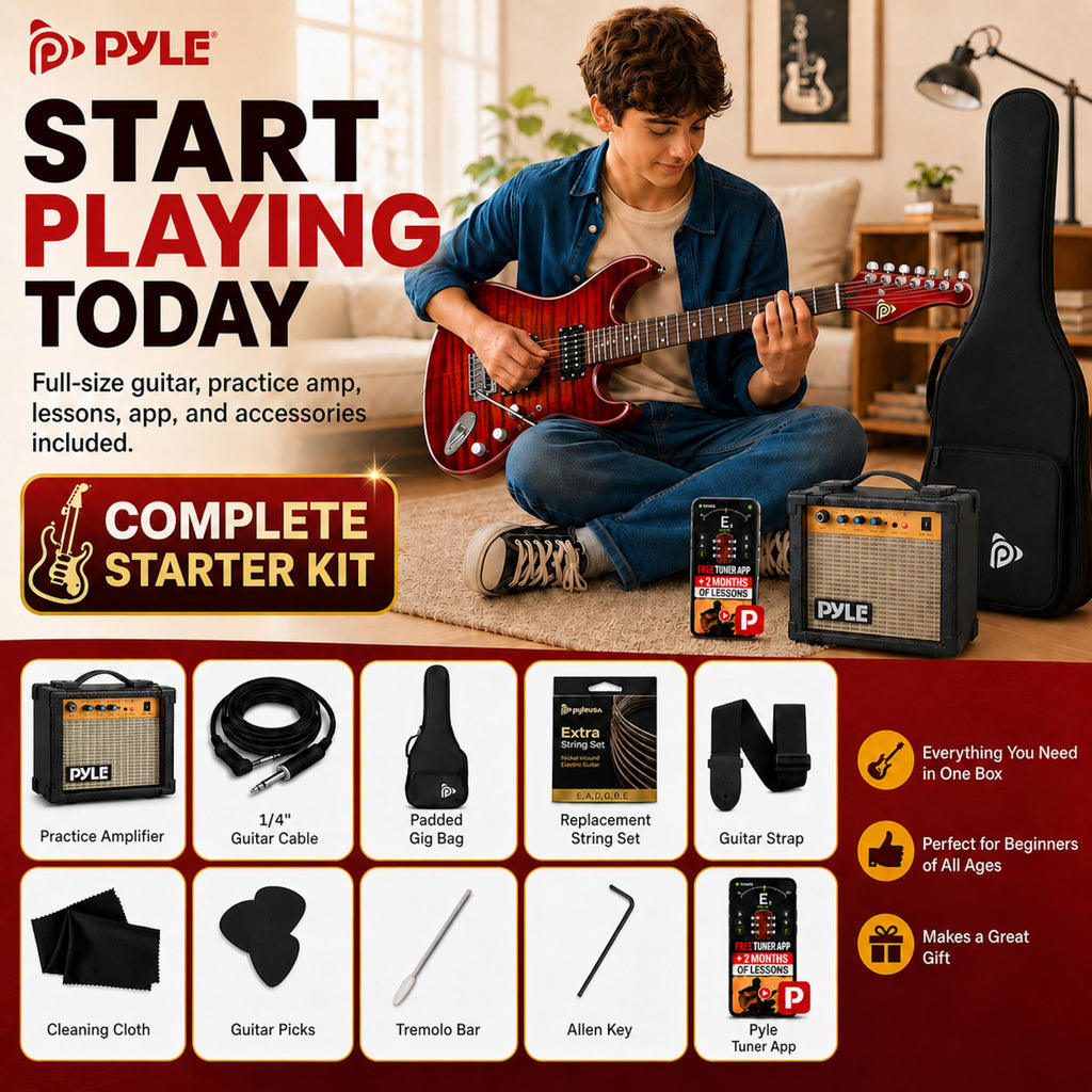 Red Full Size Electric Guitar Kit with Amp H89919