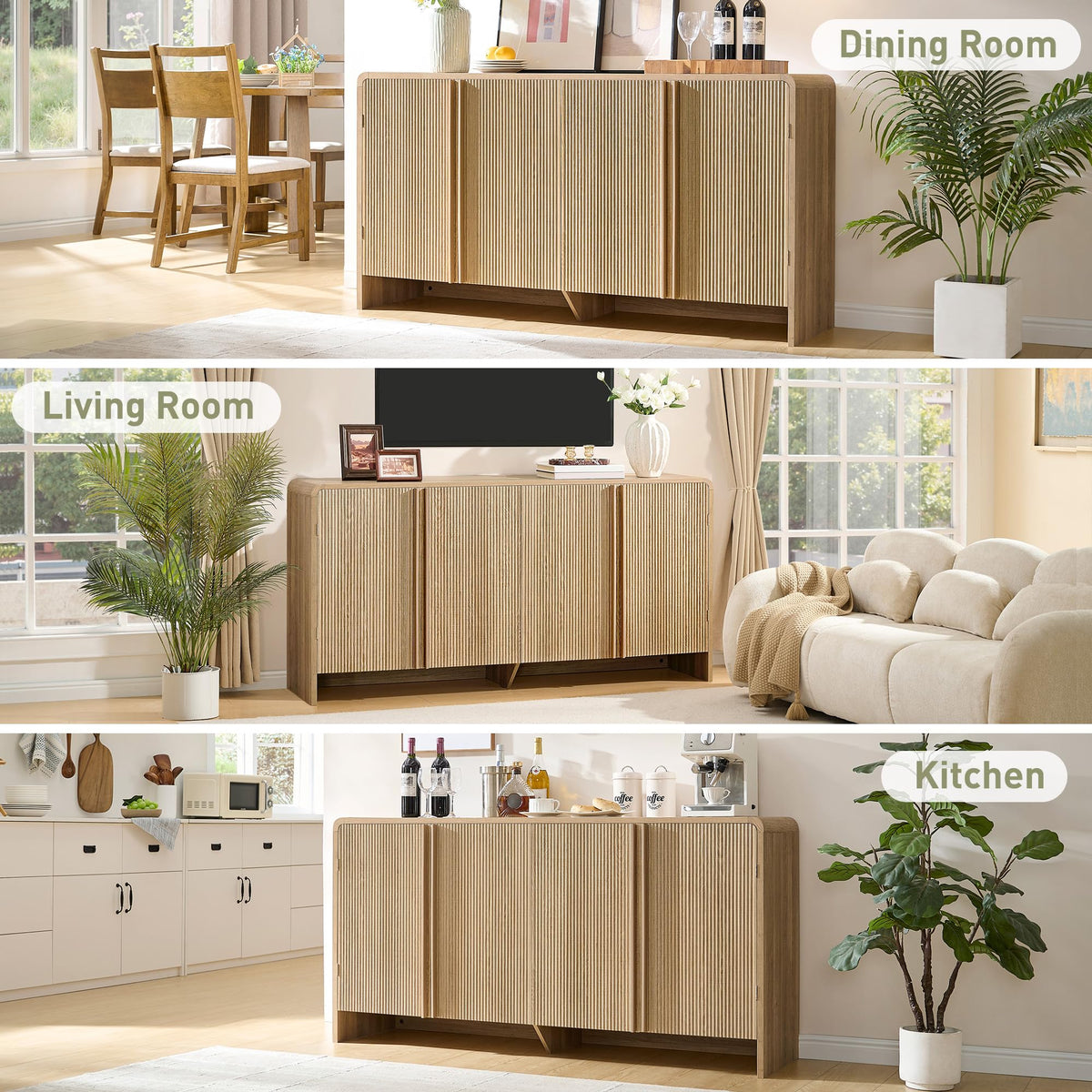 63" Modern Fluted TV Stand with Storage Y7585