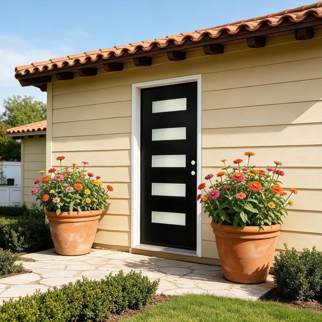 36" x 80" Left Hand Inswing Exterior Door with White Frame W779