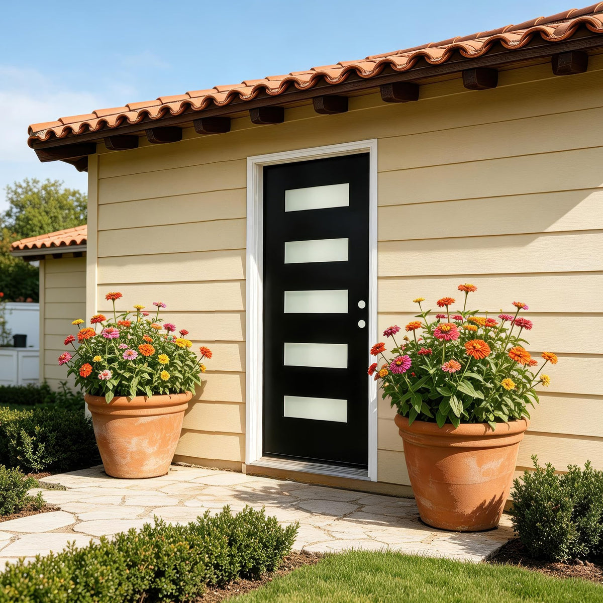 36" x 80" Left Hand Inswing Exterior Door with White Frame W779