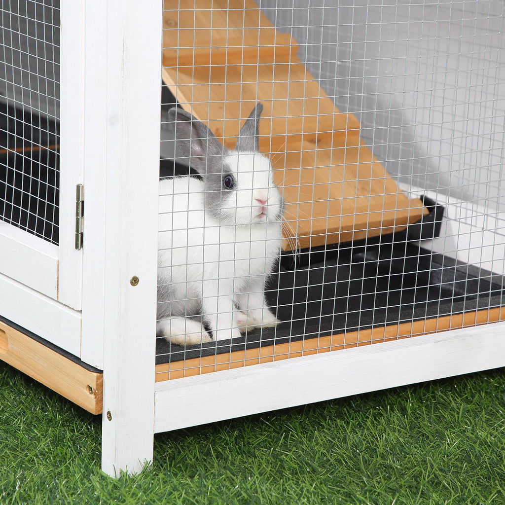 62" Wooden Small Animal Hutch with Run Area W69020