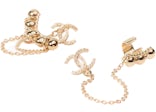 Chanel Metal and Strass Earrings Crystal Gold